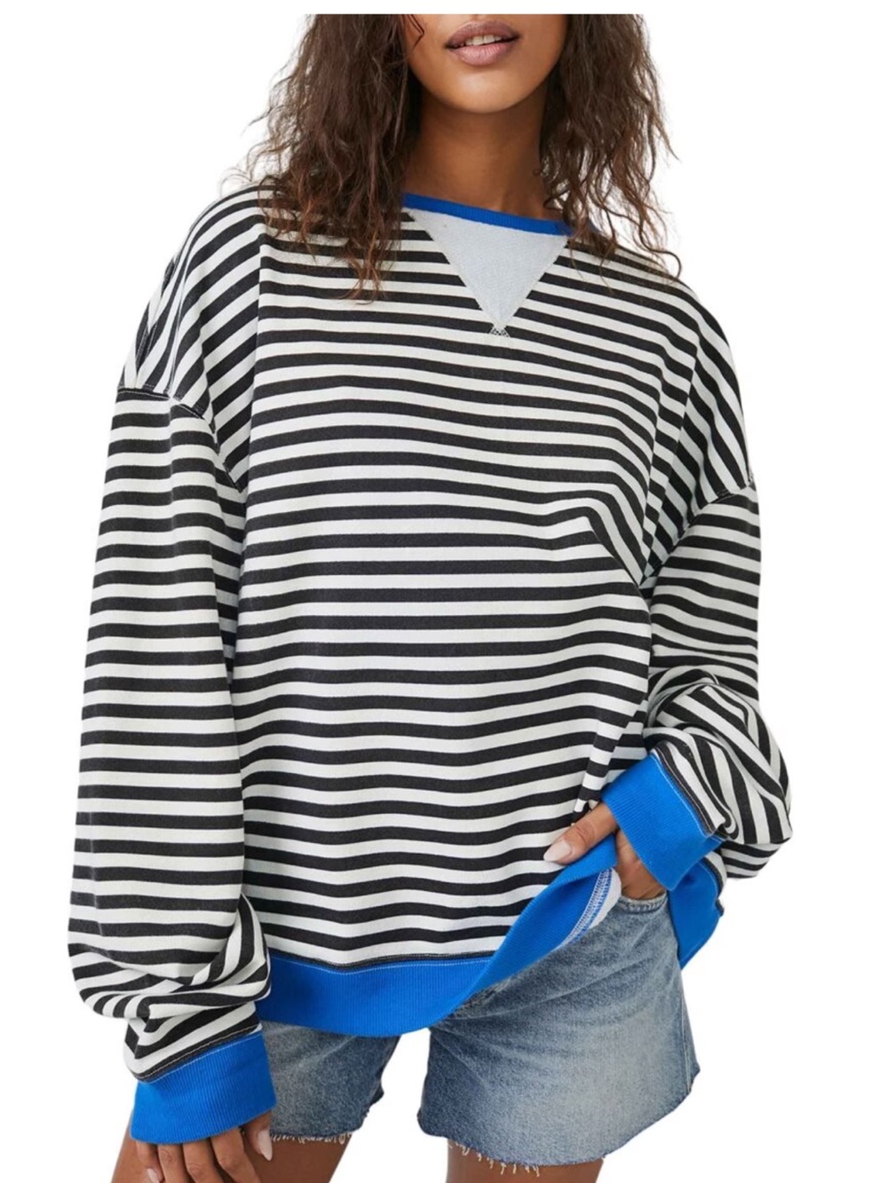 Free People classic striped crew- size XL